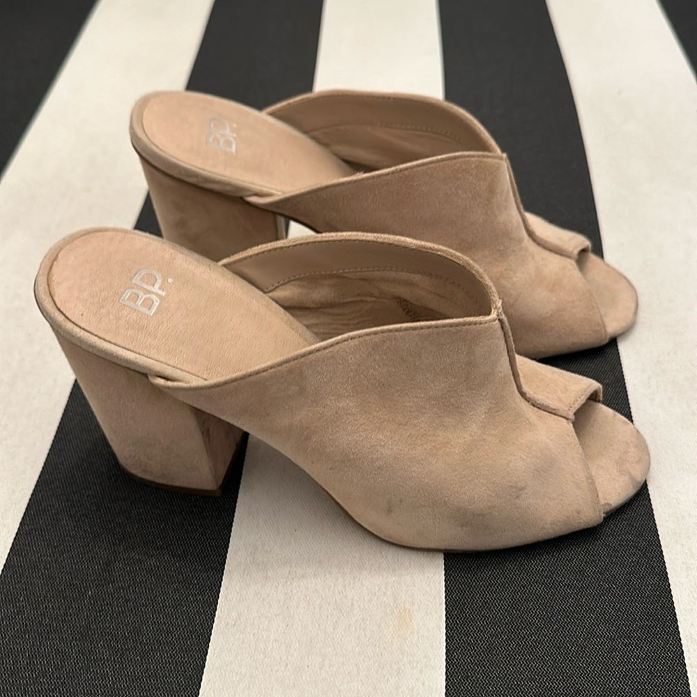 BP. Women's Peep Toe Block Heels - Beige